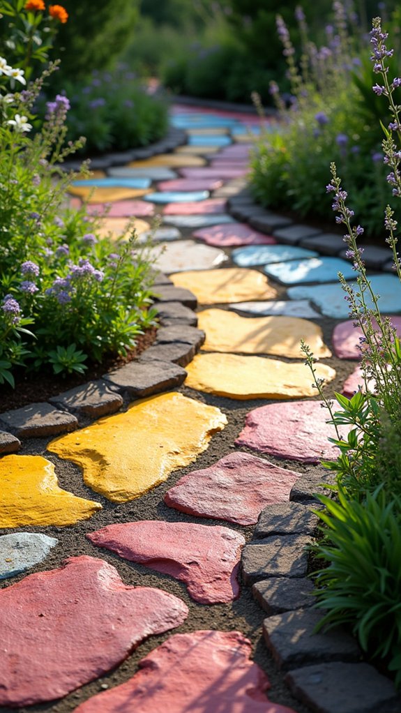 colorful rock garden borders