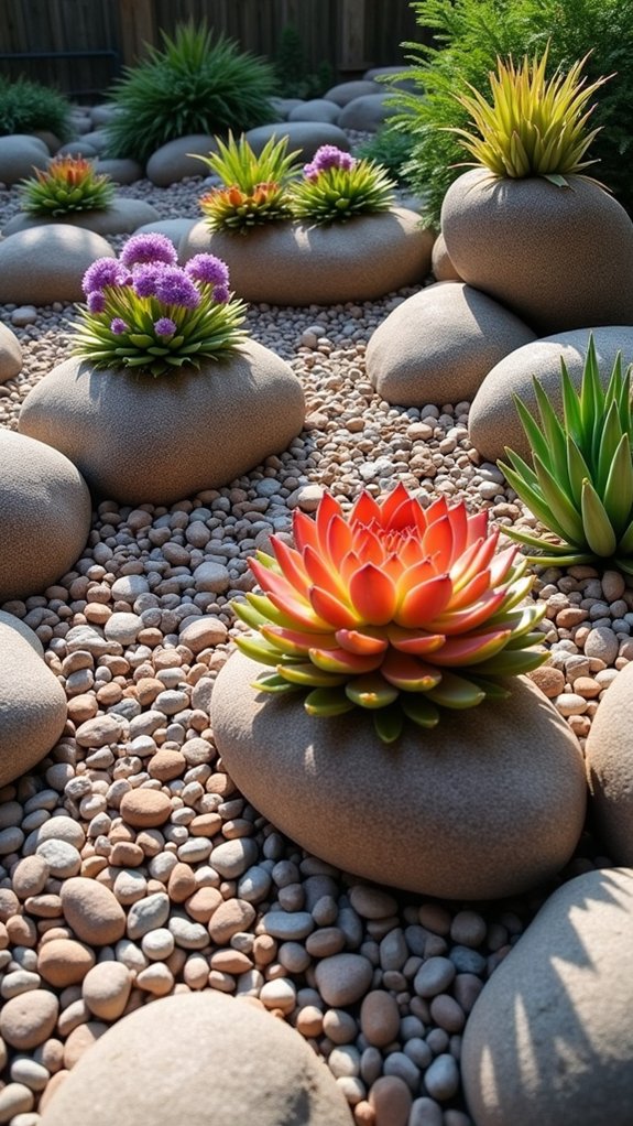 colorful succulent rock garden