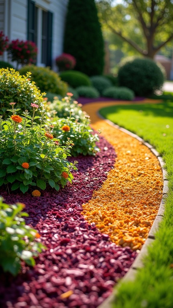 colorful wood chips enhance gardens