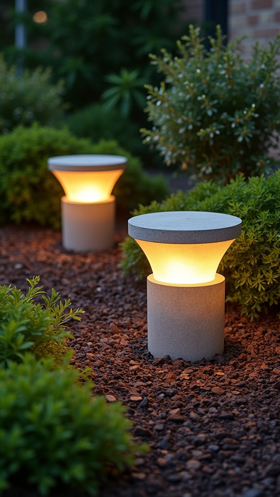 concrete lighting with mulch