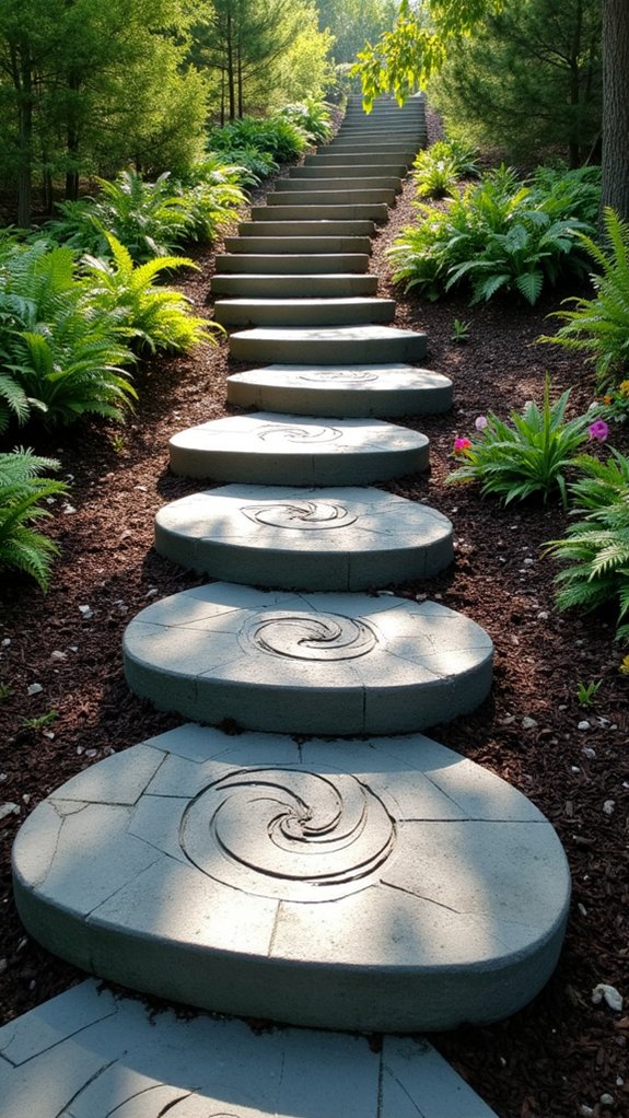 concrete steps with mulch