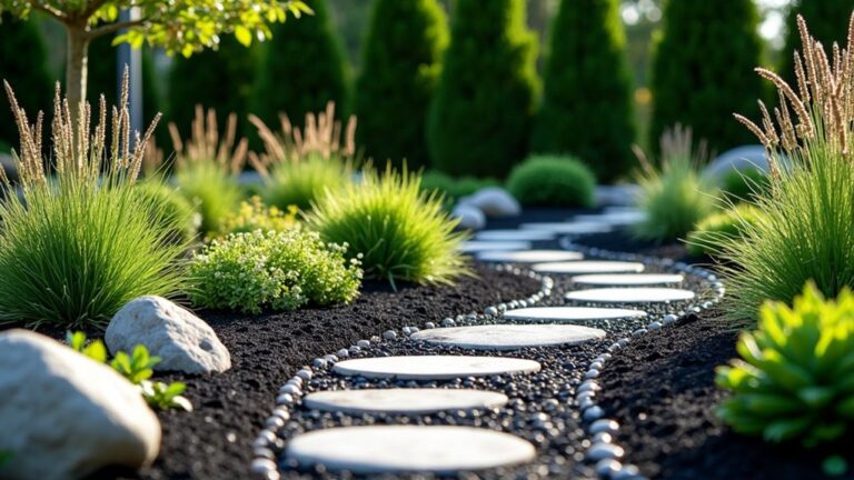 contrasting black mulch landscapes