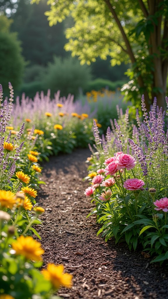cottage garden with blooms