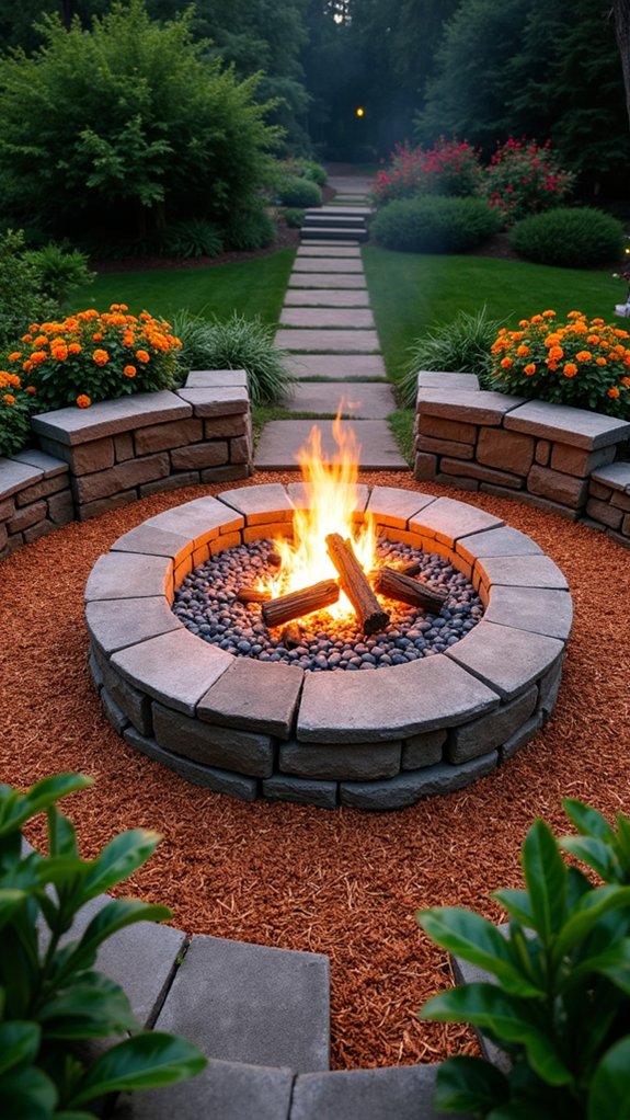 cozy circular fire pit