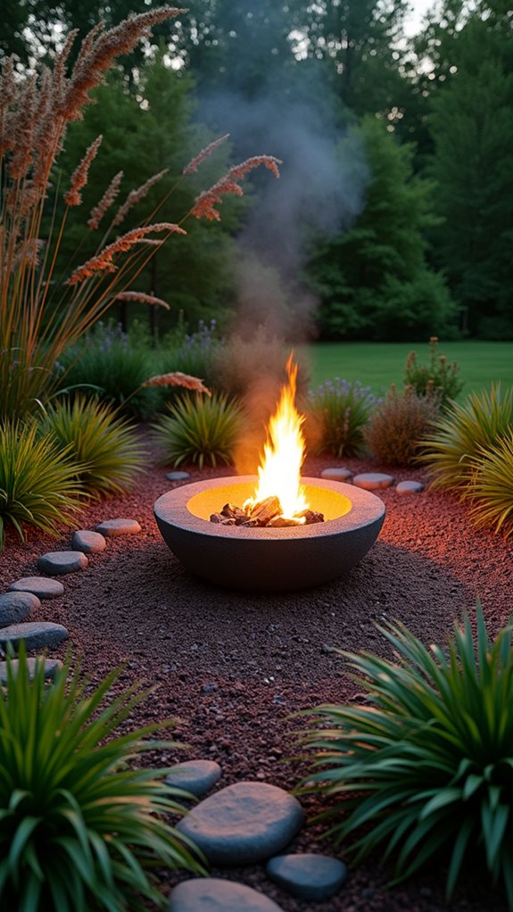 cozy circular mulch beds