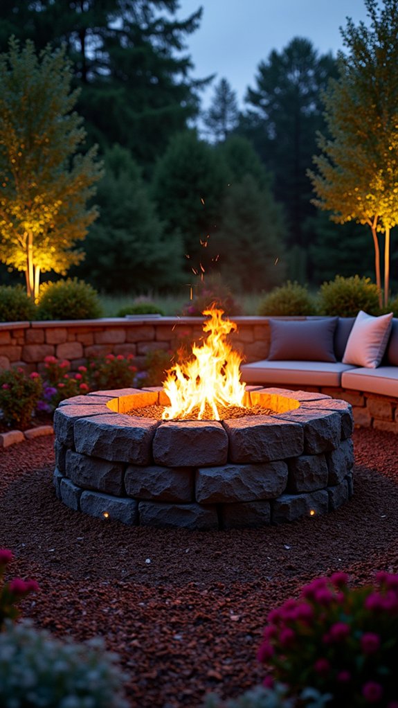 cozy fire pit lighting