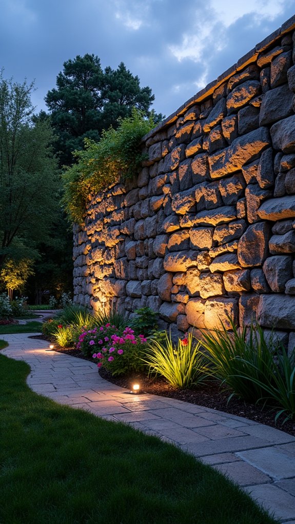 cozy illuminated stone wall