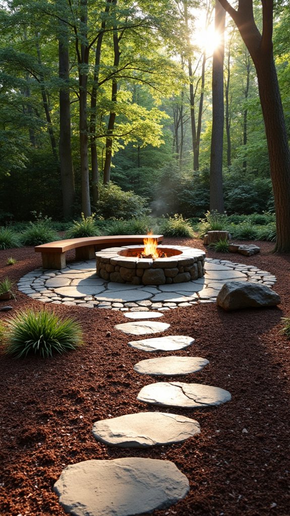cozy mulched fire pit