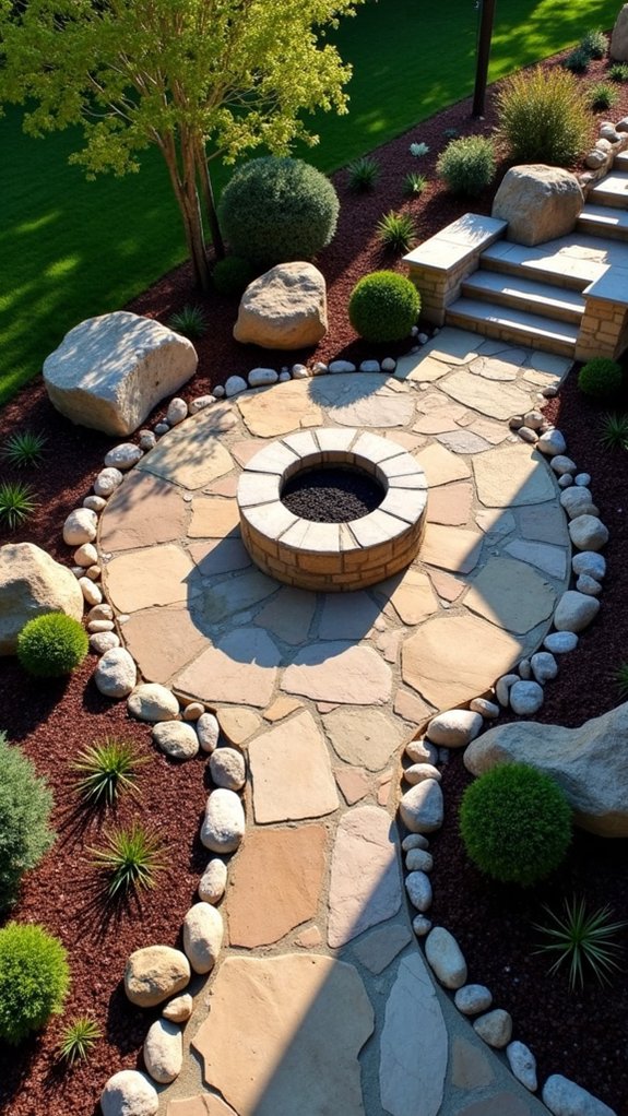 cozy natural stone fire pit