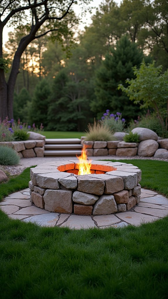 cozy natural stone fire pit