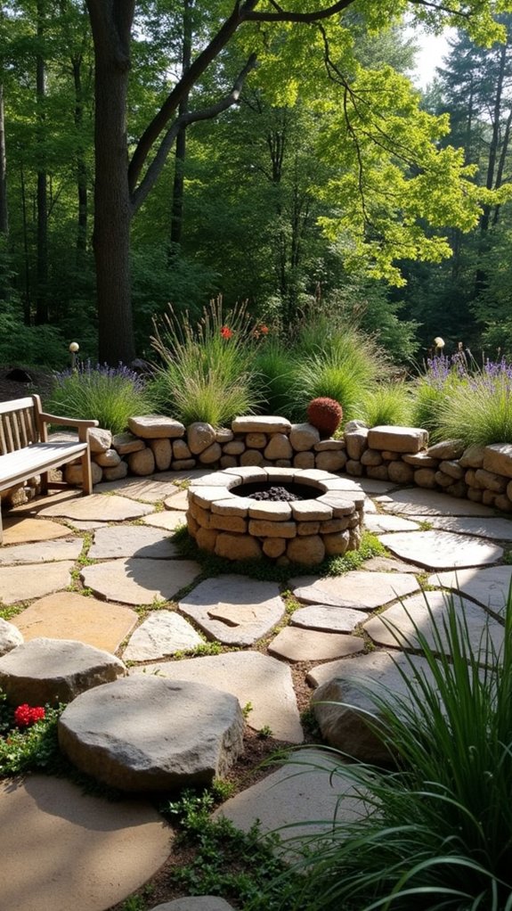 cozy river rock seating