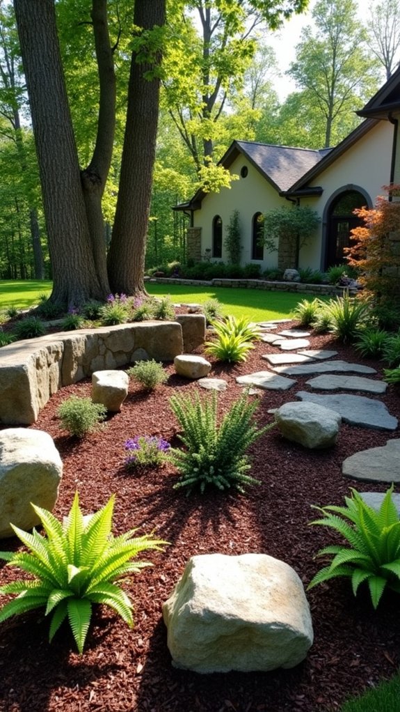 cozy rustic stone seating