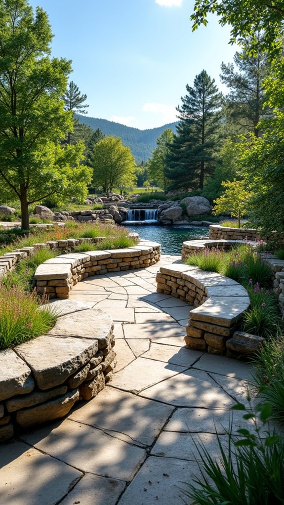 cozy stacked stone seating
