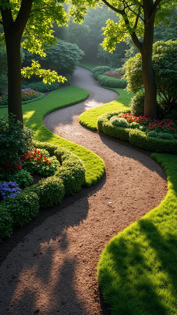 curved mulch paths enhance gardens