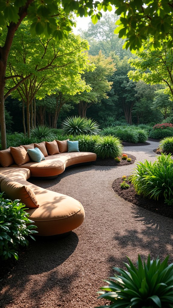 curved outdoor seating retreat