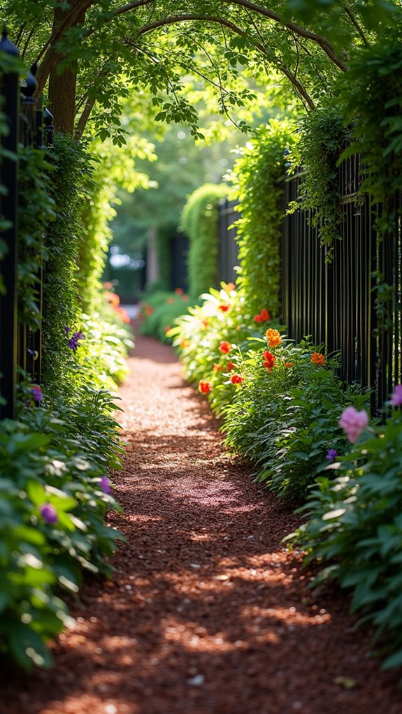 decorative fencing enhances mulch