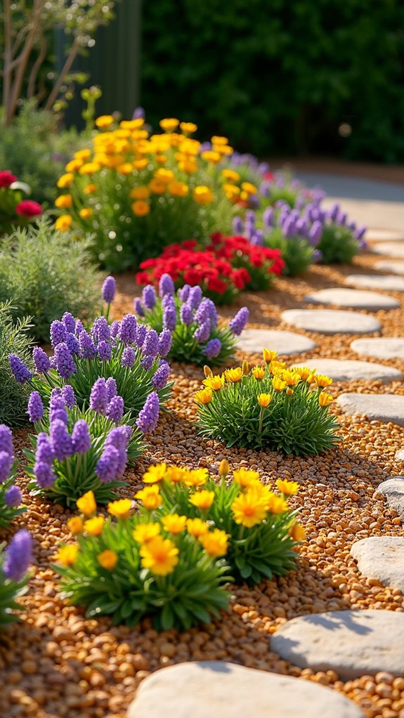 drought resistant gravel flower garden