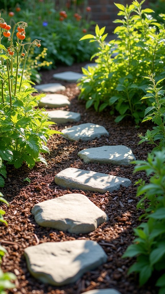 edible garden with mulch