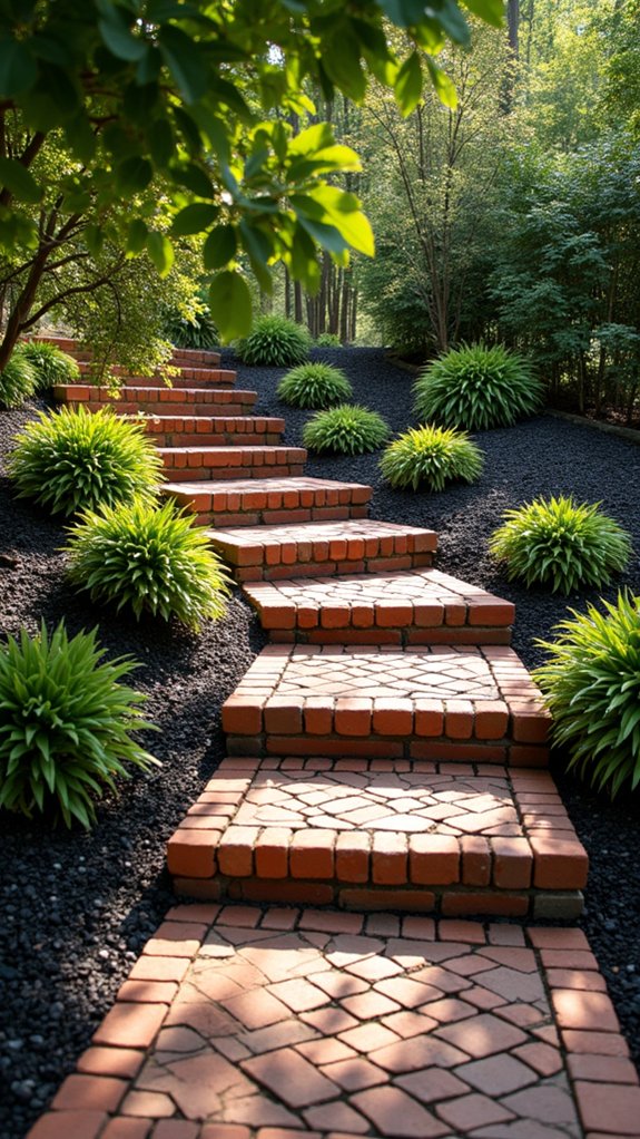 elegant brick steps contrast