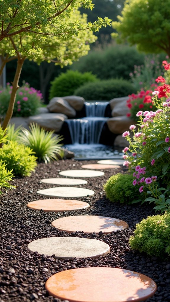elegant fountains and pathways