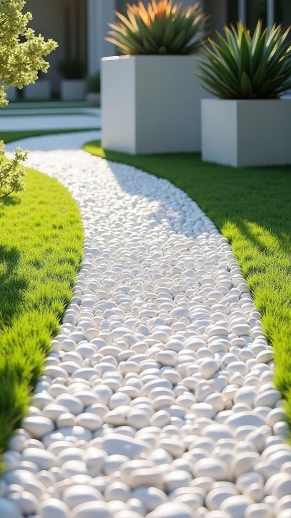 elegant minimalist pebble walkway