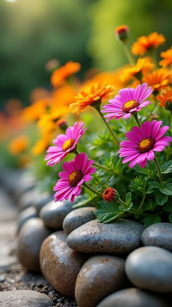 elegant rock borders enhance gardens