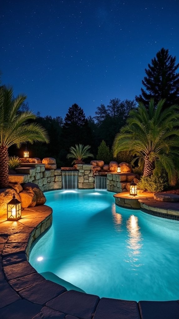 enchanting night pool lighting