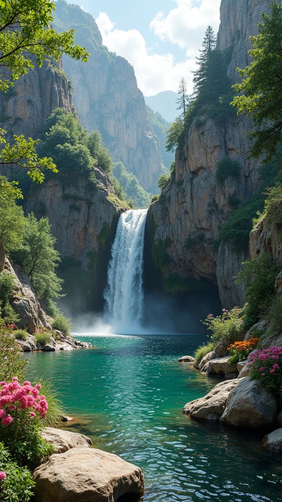 enchanting rock wall waterfall