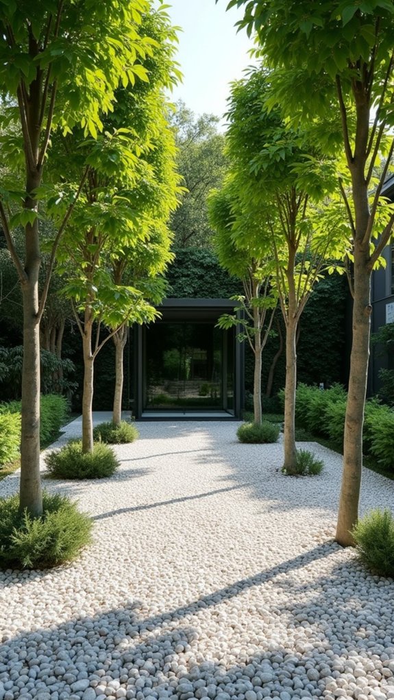 framing trees with pebbles