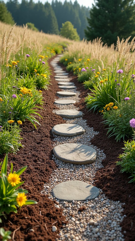 gravel and mulch landscaping combination