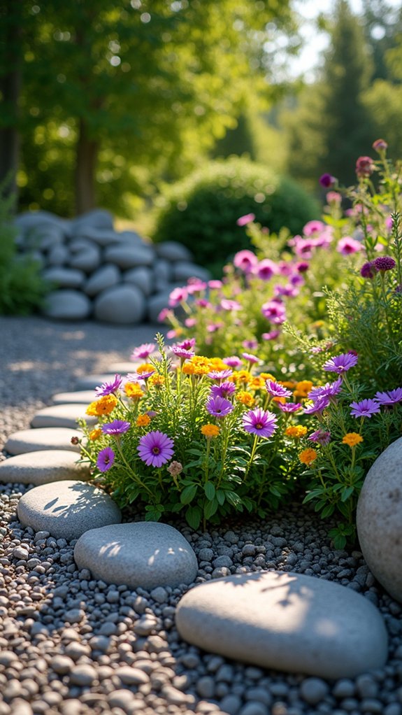 gravel enhances flower gardens