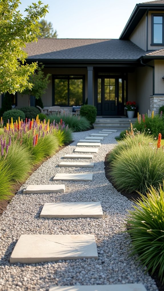 gravel mulch enhances modern landscaping