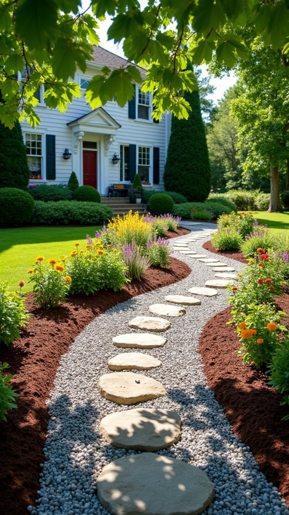 gravel path with mulch