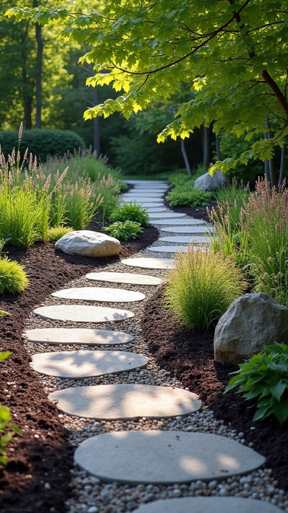 gravel pathway enhances entrance