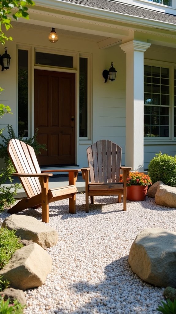 gravel porch seating retreat