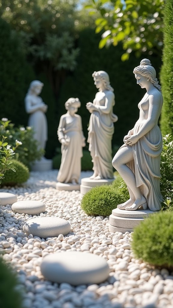 highlight statues with pebbles