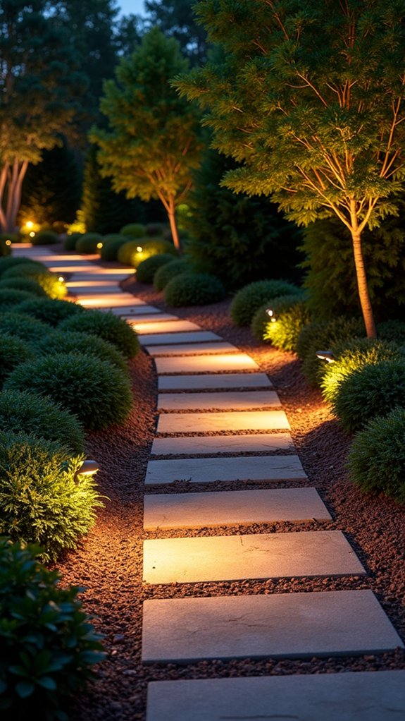 illuminated outdoor paver pathways