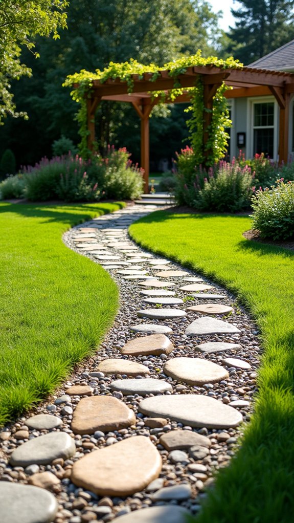 inviting rustic low maintenance driveway