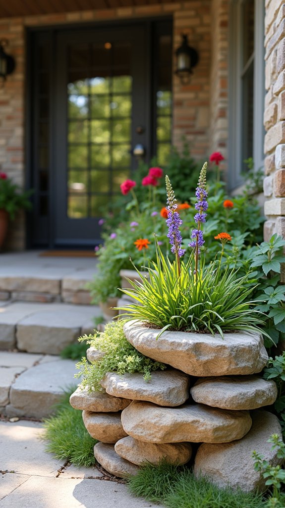 layered rock planter design