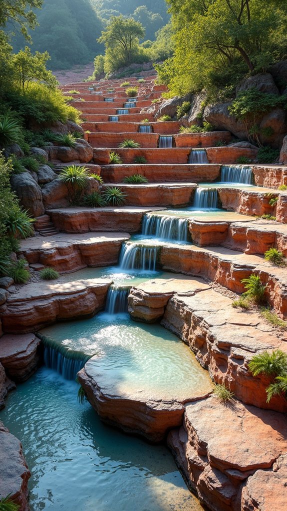 layered rock terraces beauty