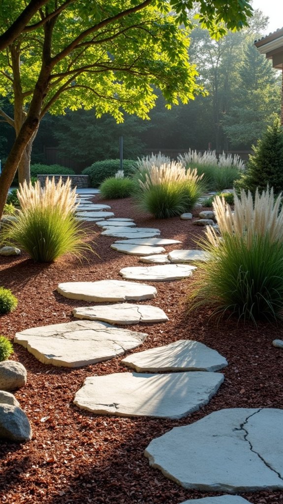 layered rocks and mulch