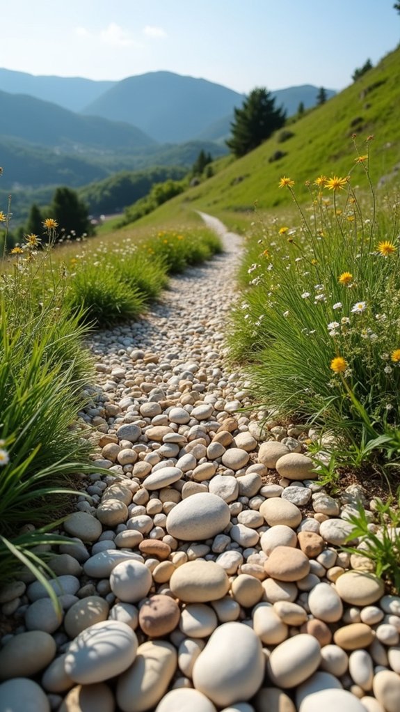 low maintenance pebble ground cover