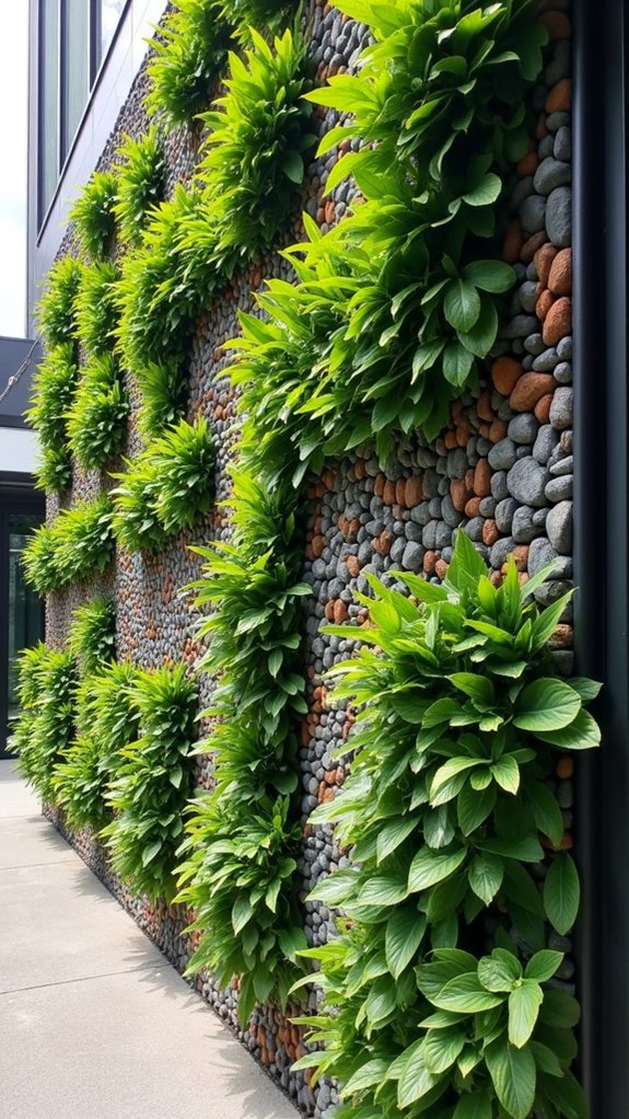 lush vertical gardens with rocks