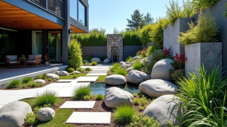 modern backyard rock landscaping