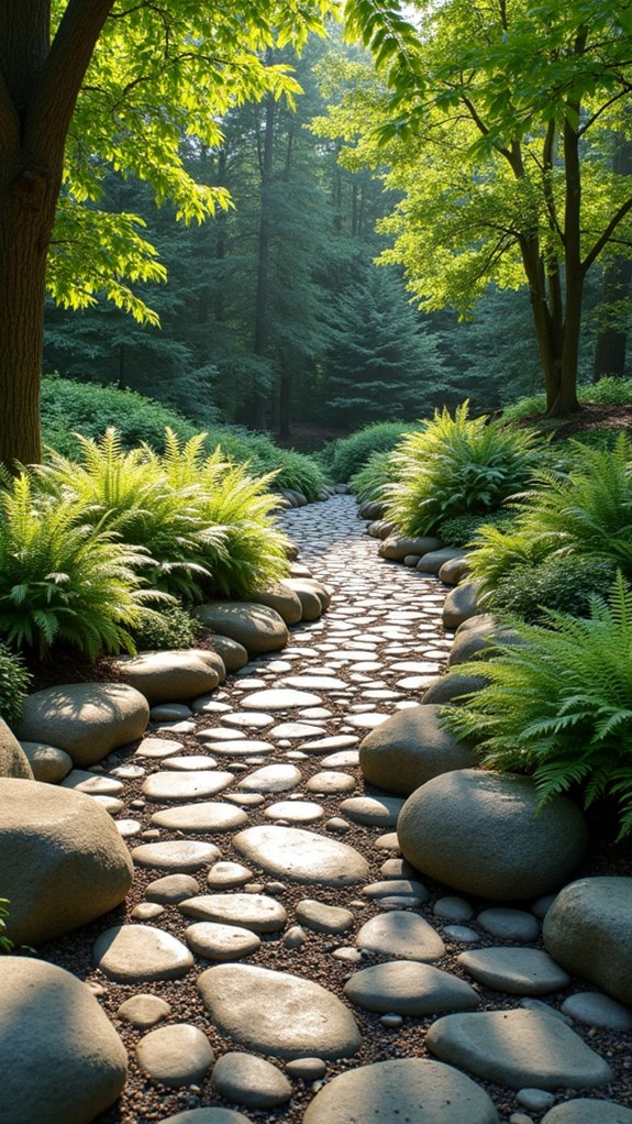 modern garden with river rock