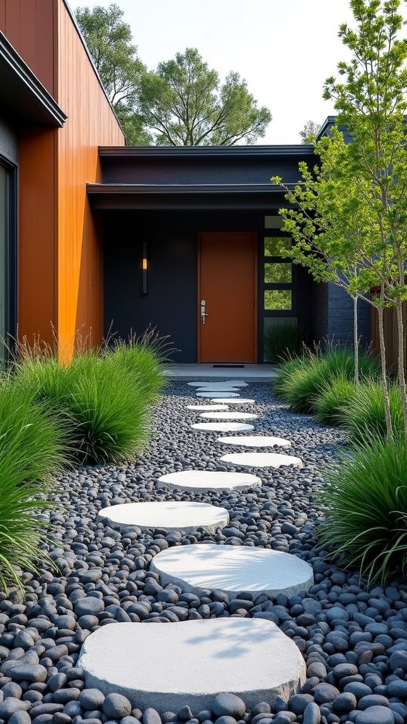 modern rock mulch landscaping
