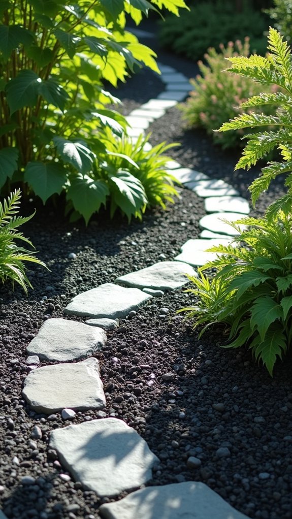 monochromatic mulch and rocks