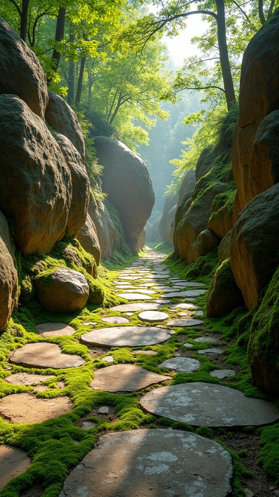 moss enhances stone driveways