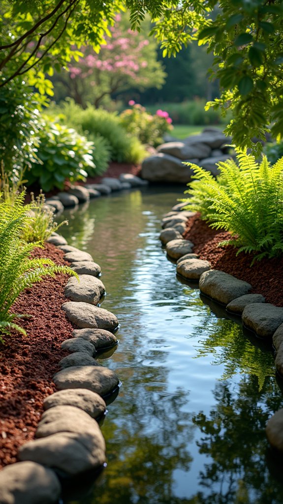 mulch and stone edging