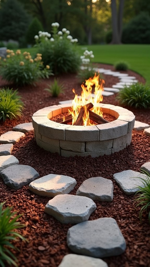 mulch and stones layering